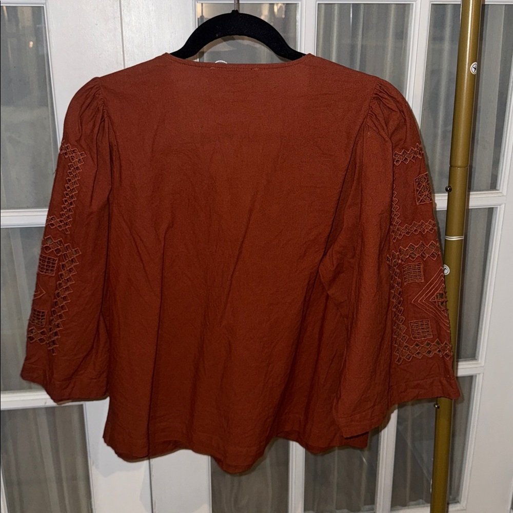 ba&sh Rust Embroidered Blouse - Picture 3 of 6